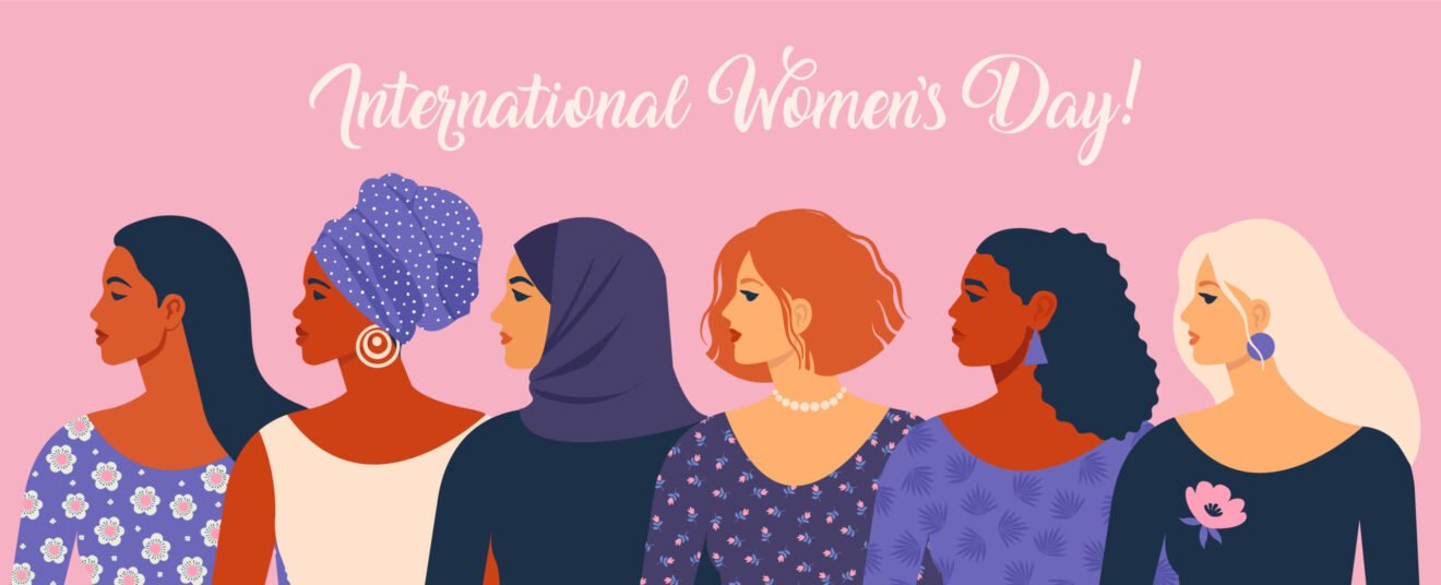International Women's Day. Vector illustration with women different nationalities and cultures.